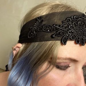 Black Sequin & Mesh Head Band